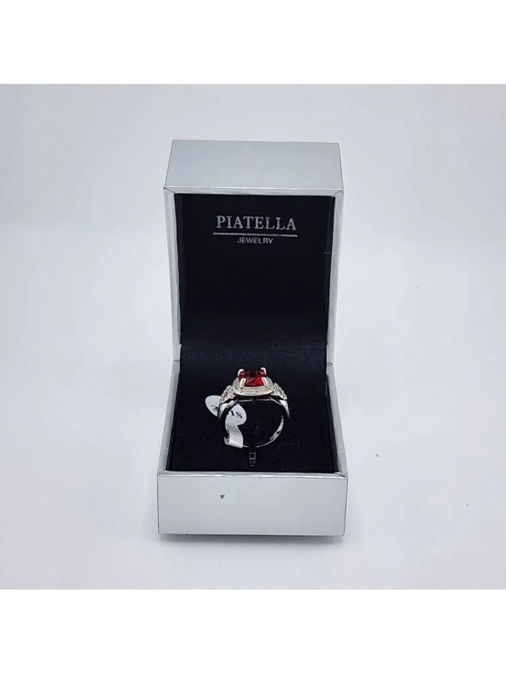 Brand New Gold Plated Red Gemstone double Heart Ring